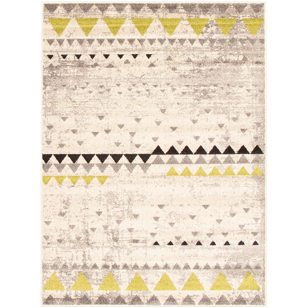 Modern Afghan Ivory/Green Rug