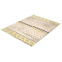 Modern Afghan Ivory/Green Rug