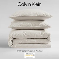 Ensemble de Housse couette solide en percale lavée par Calvin Klein