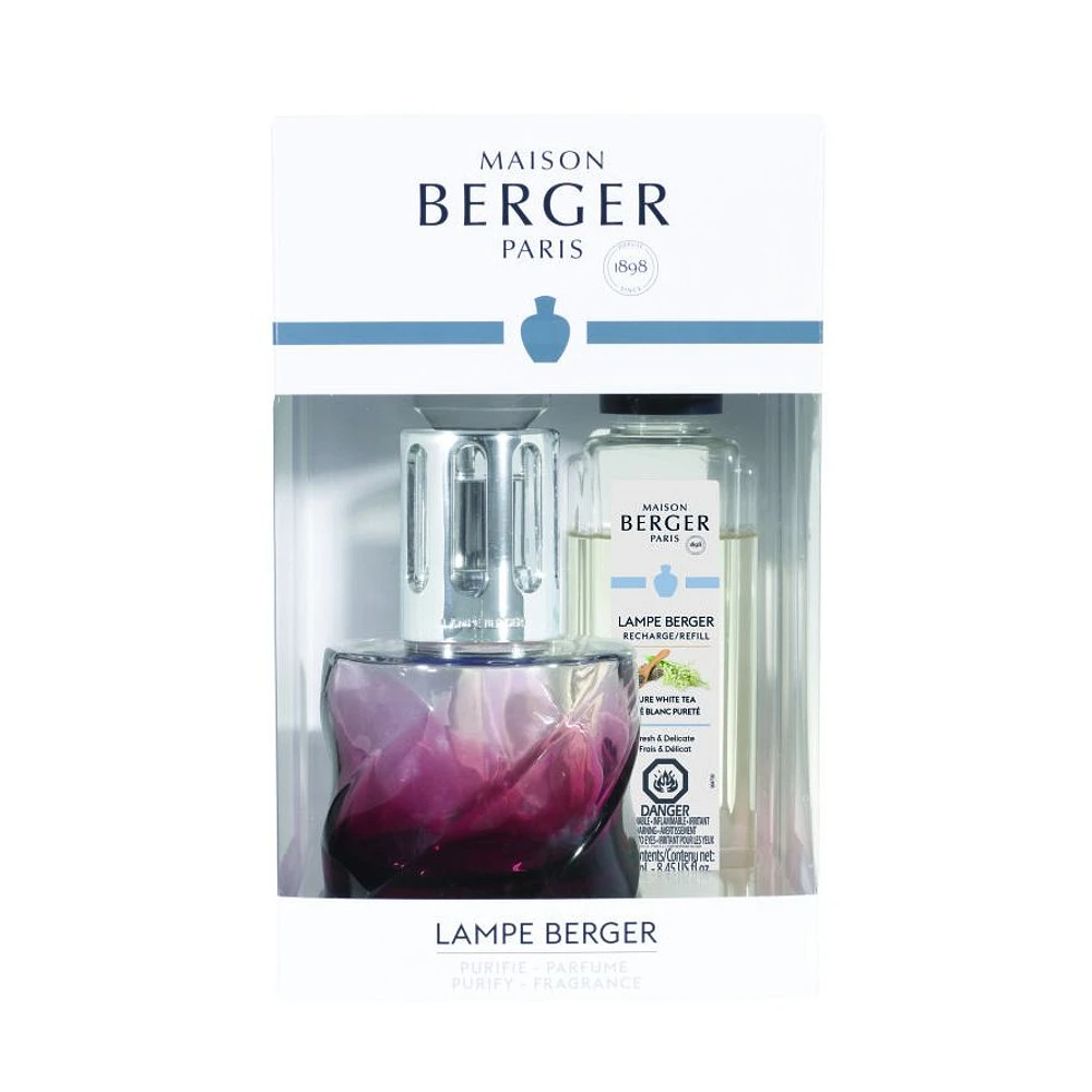 "Red Spiral" Berger Lamp and 250ml Refill by Maison Berger Paris – Pure White Tea