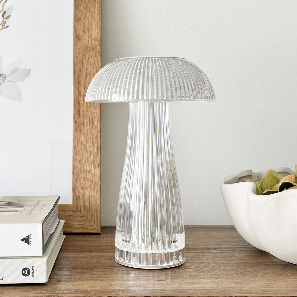 Ancy Rib Mushroom LED Table Lamp Clear