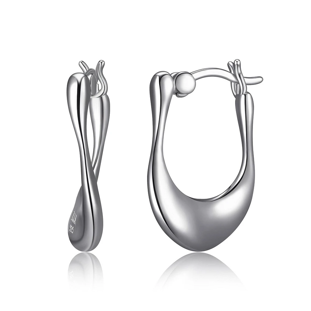 ELLE Sterling Silver Twisted Hoop Earrings