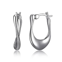 ELLE Sterling Silver Twisted Hoop Earrings