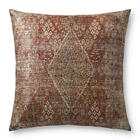 Loloi Red and Multi Huck Cushion