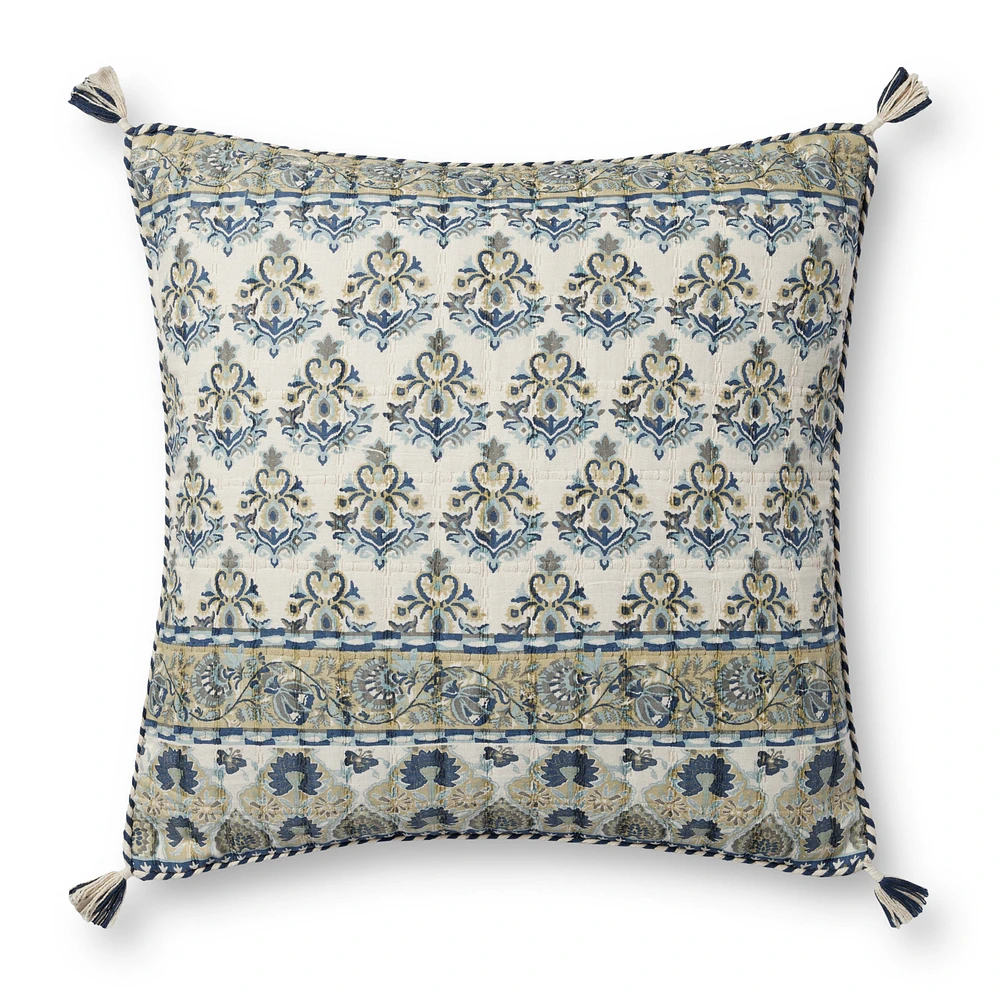 Coussin Lyra par Loloi - Bleu et Multi