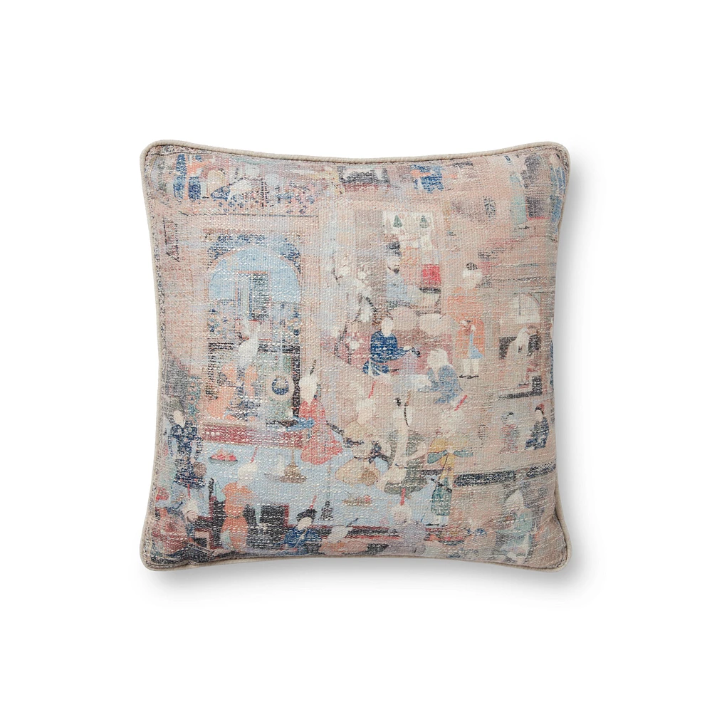 Coussin Porter par Loloi - Taupe et Multi