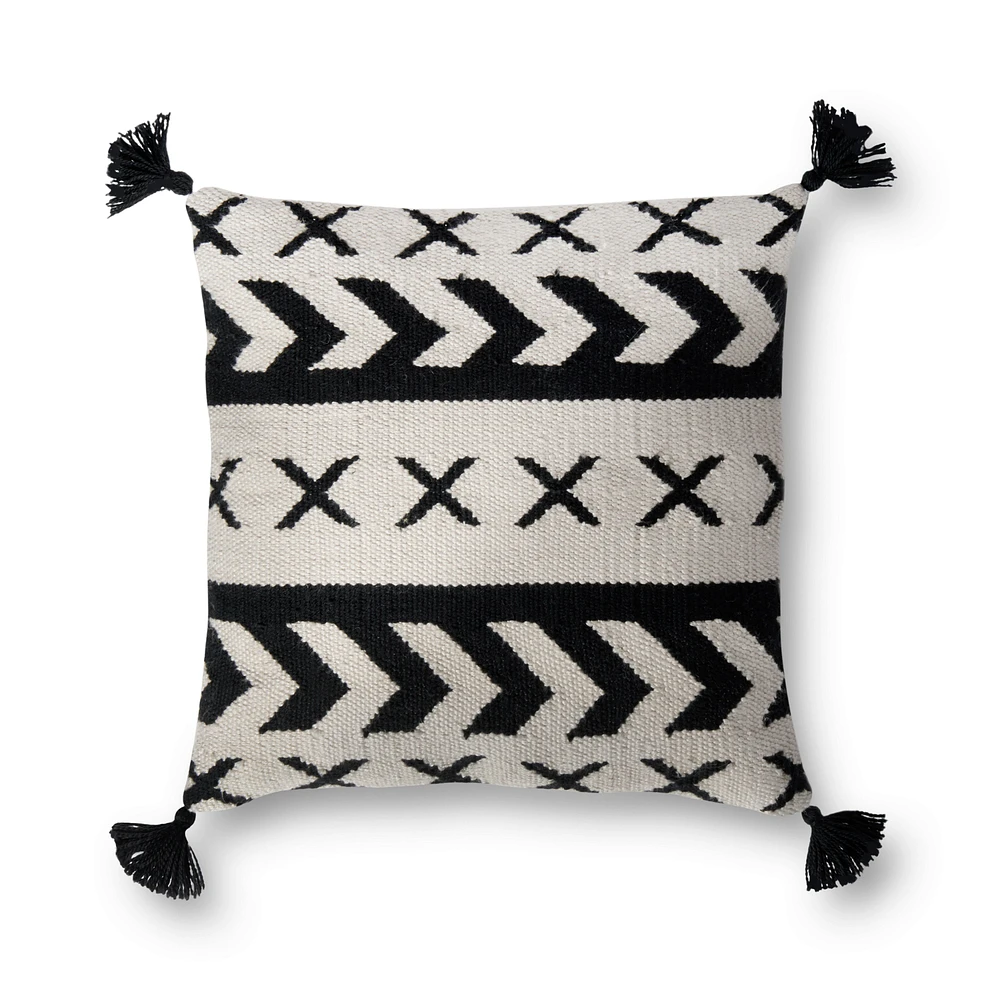 Coussin Freja par Loloi - Noir et Ivoire