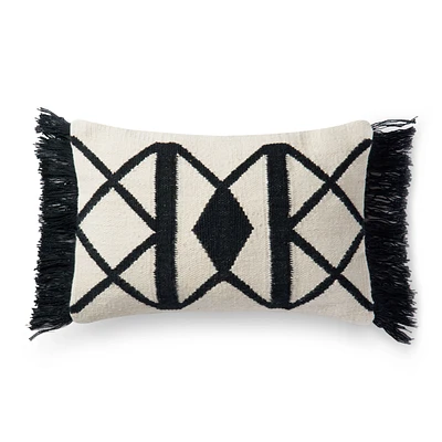 Coussin Lotis par Loloi - Noir et Ivoire