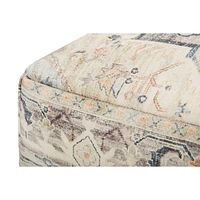 Loloi Ezra Beige and Multi Pouf