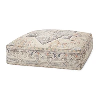 Loloi Ezra Beige and Multi Pouf