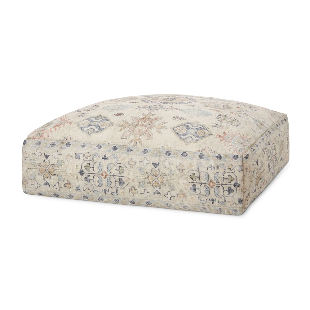 Loloi Aiden Ivory and Multi Pouf