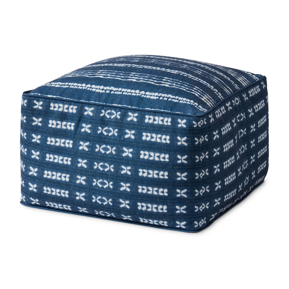 Loloi Beau Indigo and Ivory Pouf