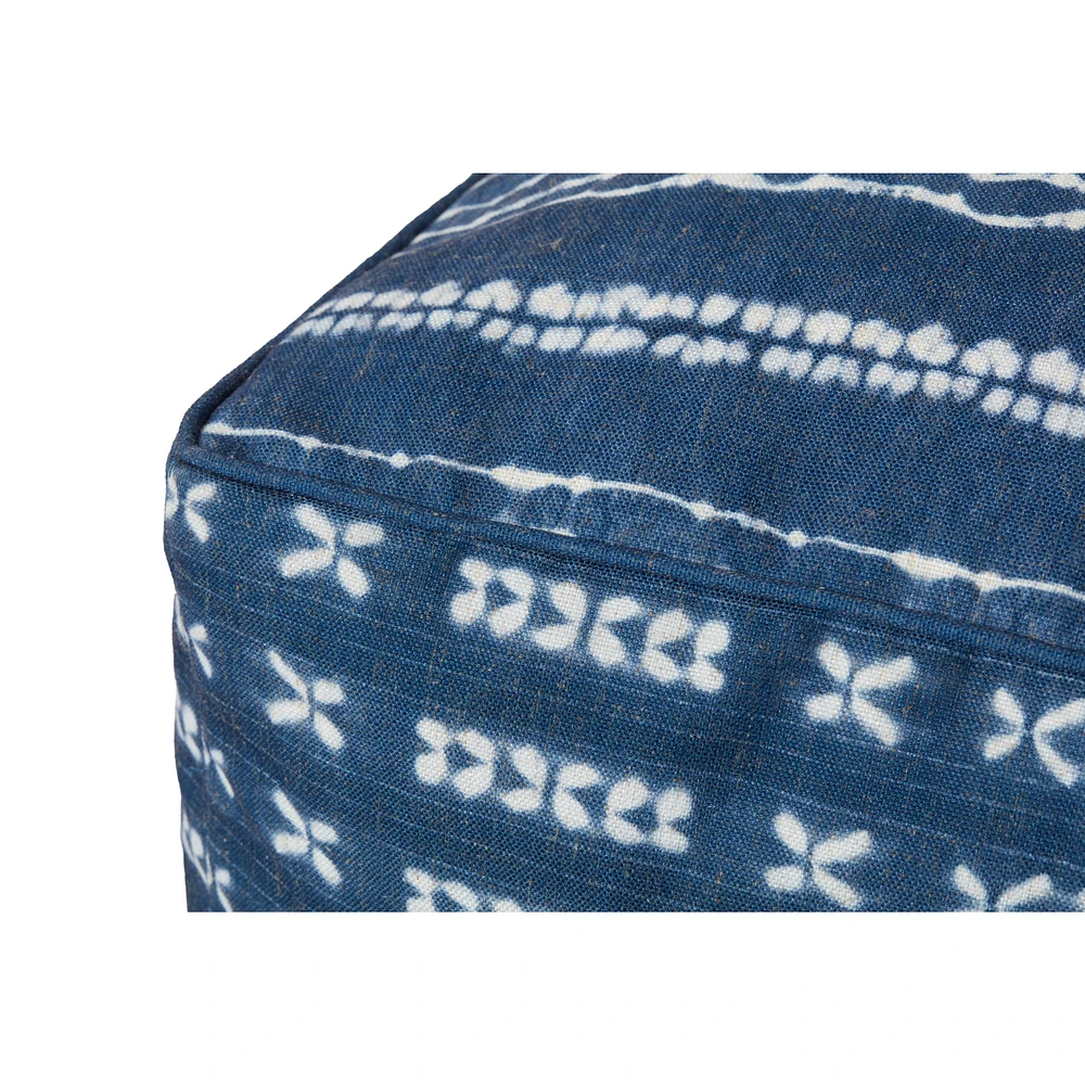 Loloi Jeremiah Indigo and Ivory Pouf