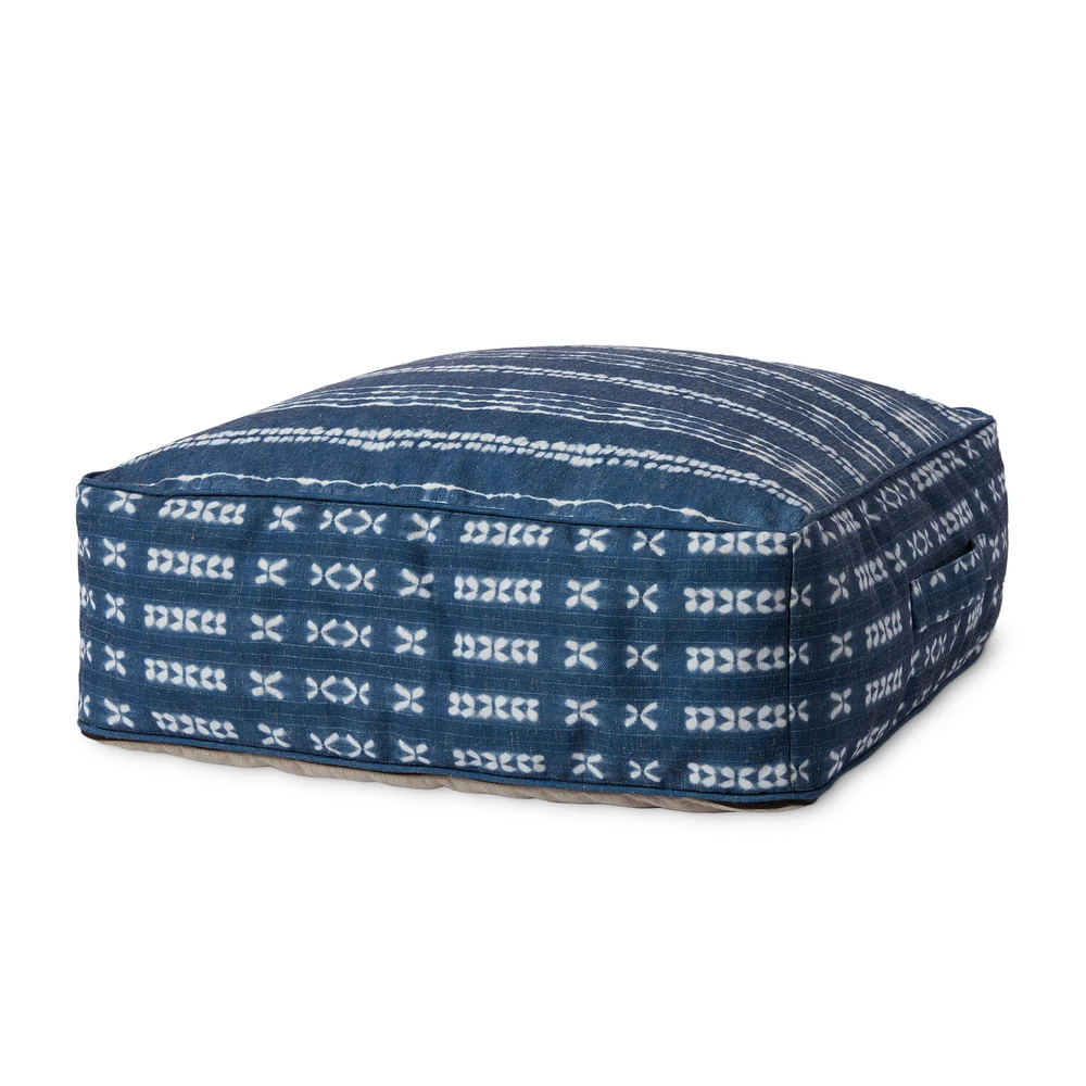 Loloi Jeremiah Indigo and Ivory Pouf