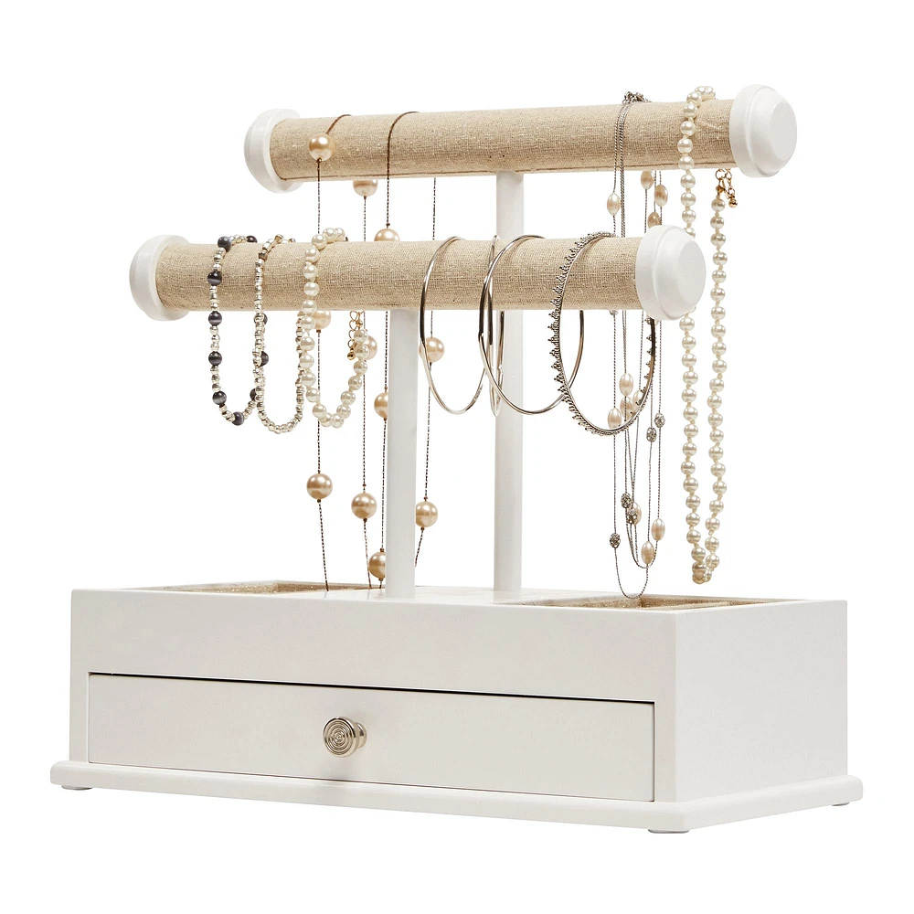 Mele and Co Ivy Wooden Jewellery Box and Organizer - White