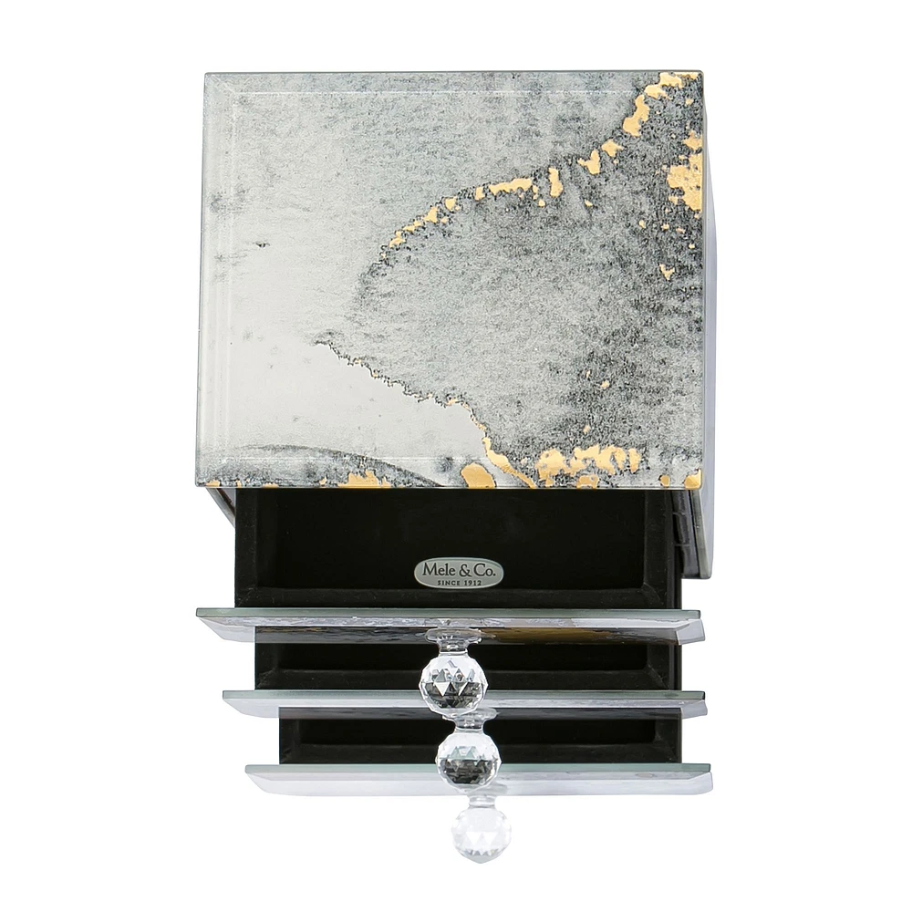 Mele and Co Maura Jewellery Box - Mirrored/Marbled Metalic 