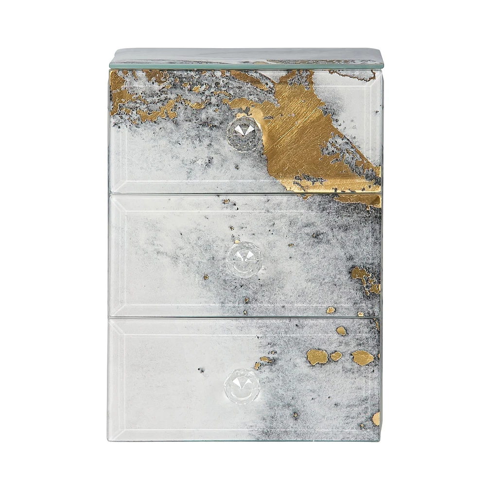 Mele and Co Maura Jewellery Box - Mirrored/Marbled Metalic 