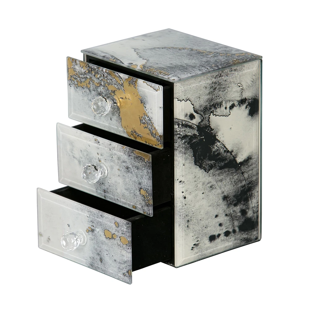 Mele and Co Maura Jewellery Box - Mirrored/Marbled Metalic 