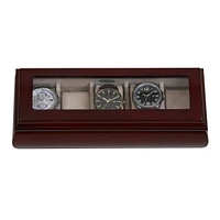 Mele and Co Emery Finish Glass Top Wooden Watch Box - Cherry