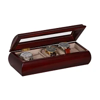 Mele and Co Emery Finish Glass Top Wooden Watch Box - Cherry