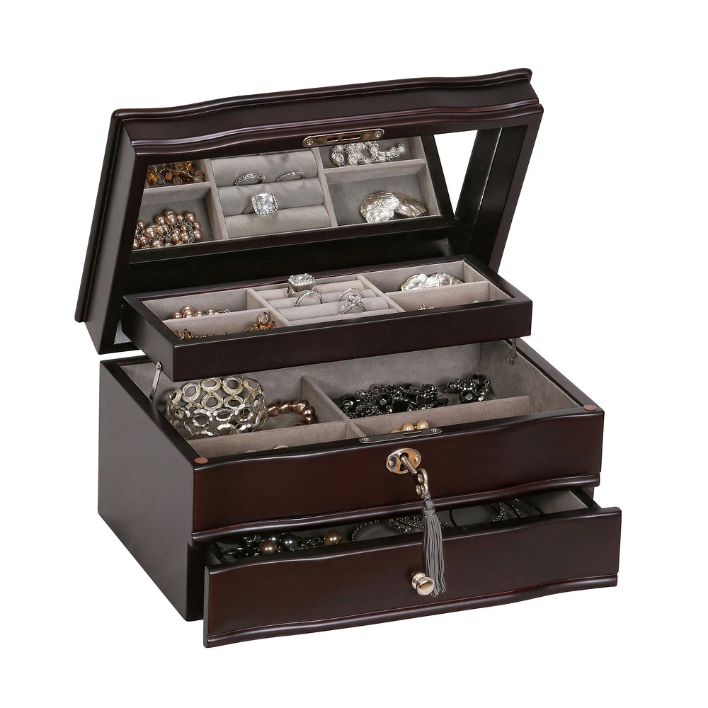 Mele and Co Davina Finish Wooden Jewellery Box - Mahogany