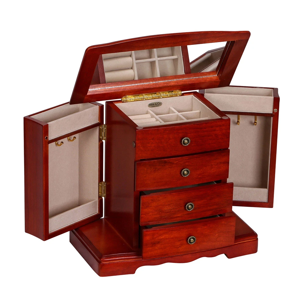 Mele and Co Harmony Finish Musical Wooden Jewellery Box - Cherry