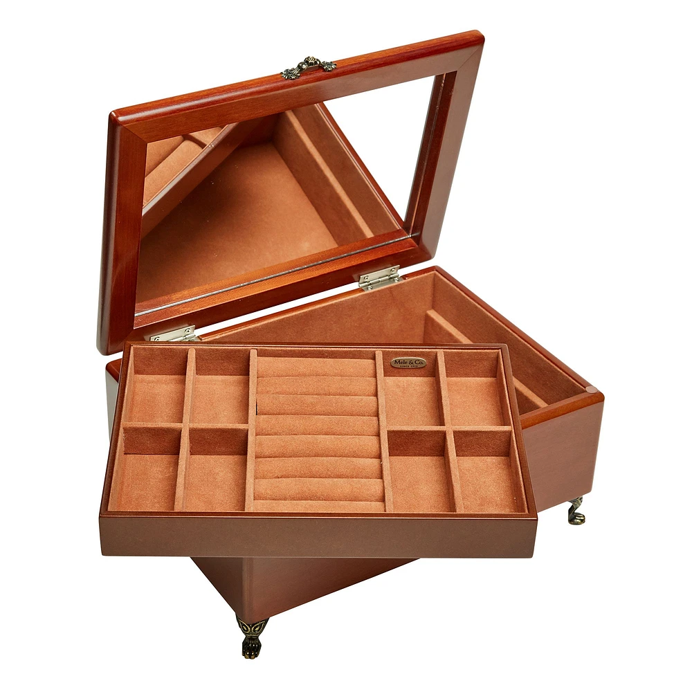 Mele and Co Kinsley Finish Wooden Jewellery Box - Walnut