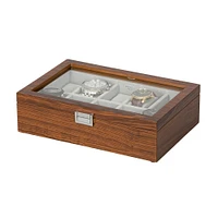 Mele and Co Jayson Glass Top Wooden Watch Box - Mahogany