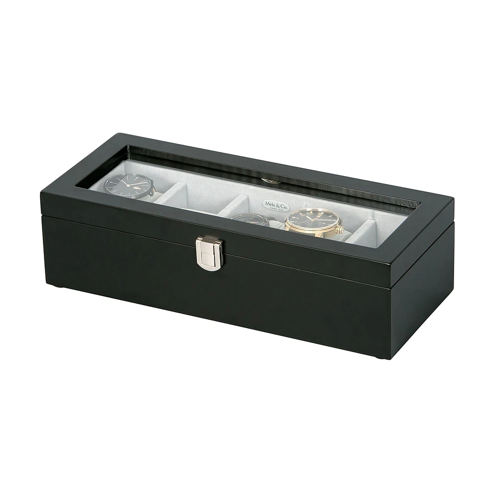 Mele and Co Tate Finish Glass Top Wooded Watch Box - Java