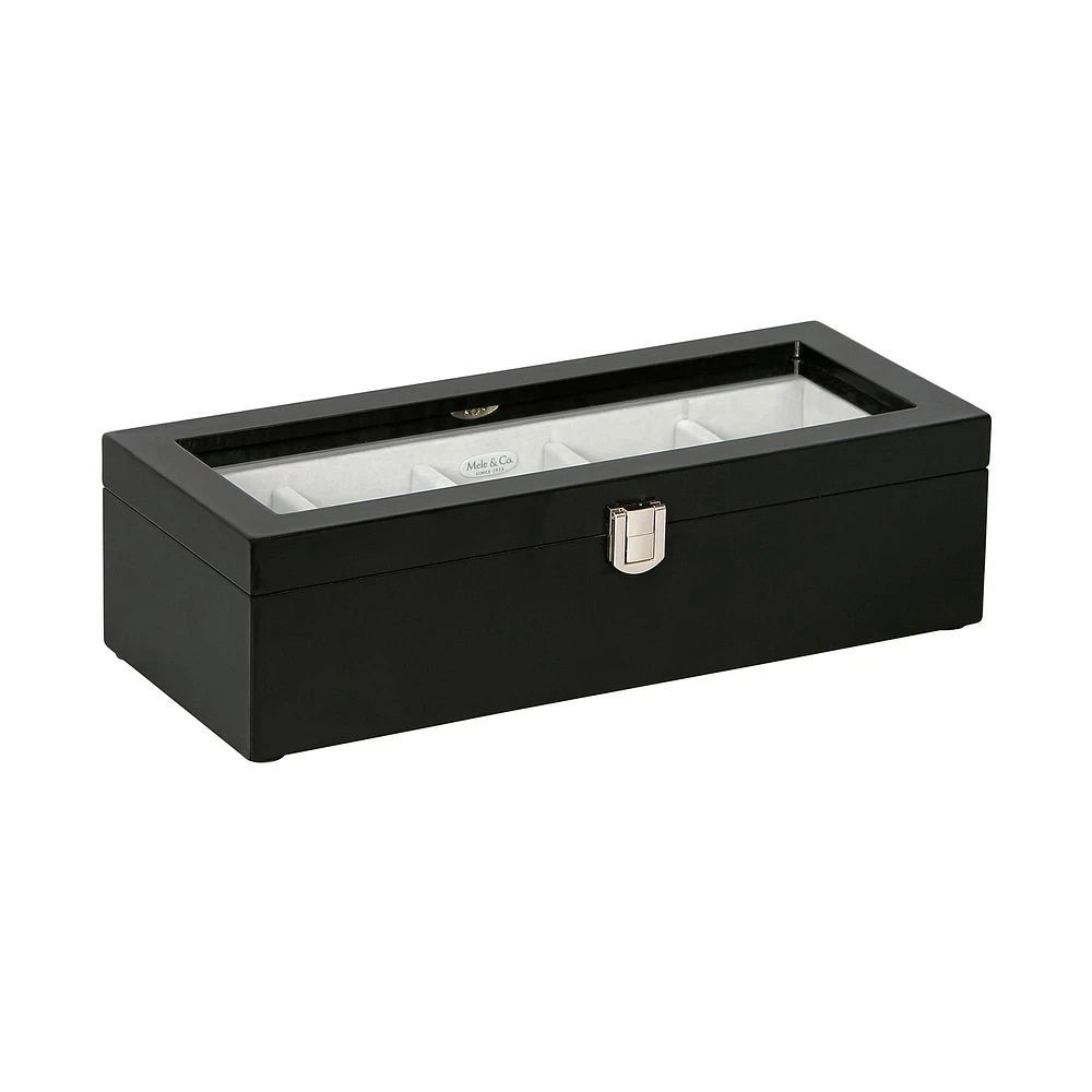 Mele and Co Tate Finish Glass Top Wooded Watch Box - Java