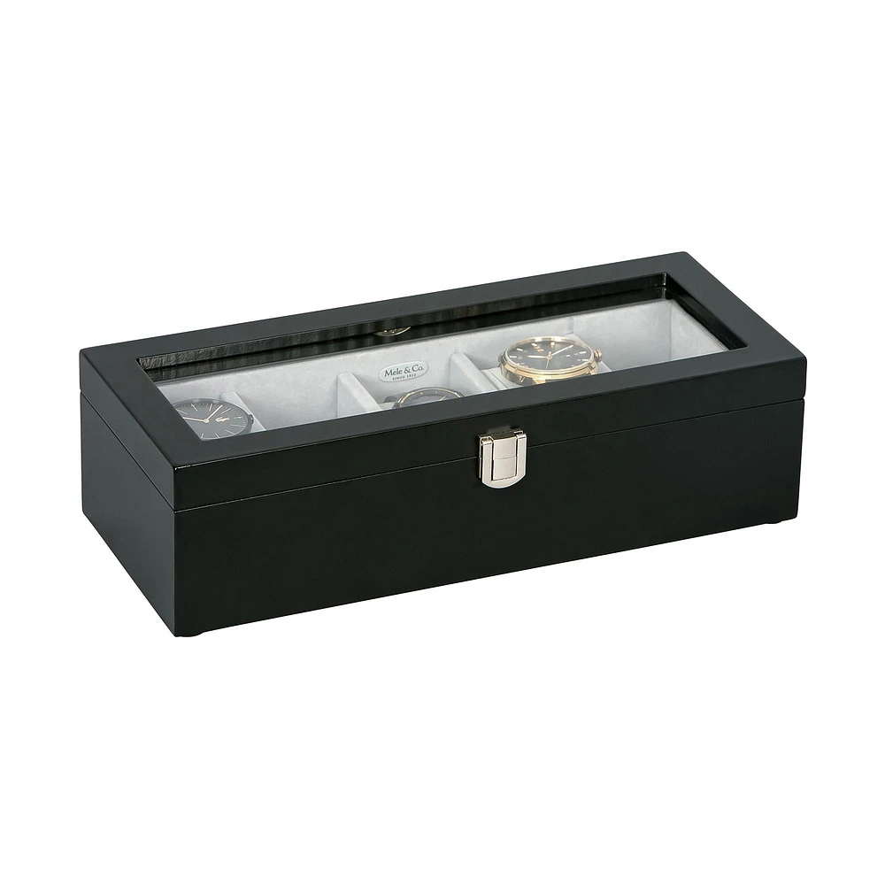 Mele and Co Tate Finish Glass Top Wooded Watch Box - Java