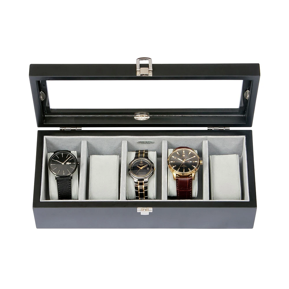 Mele and Co Tate Finish Glass Top Wooded Watch Box - Java