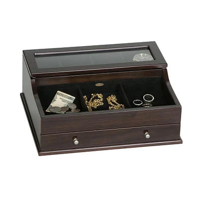 Mele and Co Hampden Wooden Dresser Top Valet - Mahogany