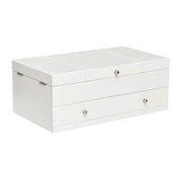 Mele and Co Everly Triple Lid Wooden Jewellery Box - White