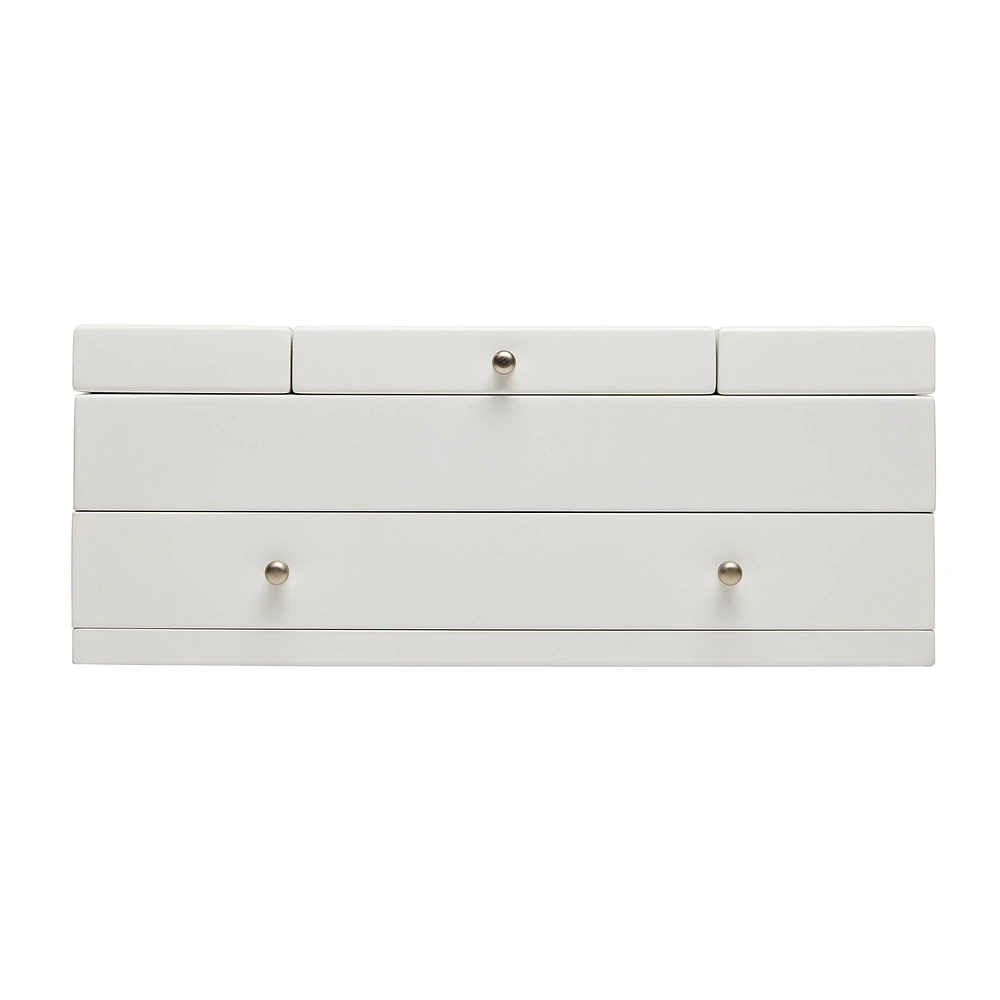 Mele and Co Everly Triple Lid Wooden Jewellery Box - White