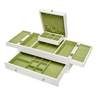 Mele and Co Everly Triple Lid Wooden Jewellery Box - White