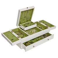 Mele and Co Everly Triple Lid Wooden Jewellery Box - White