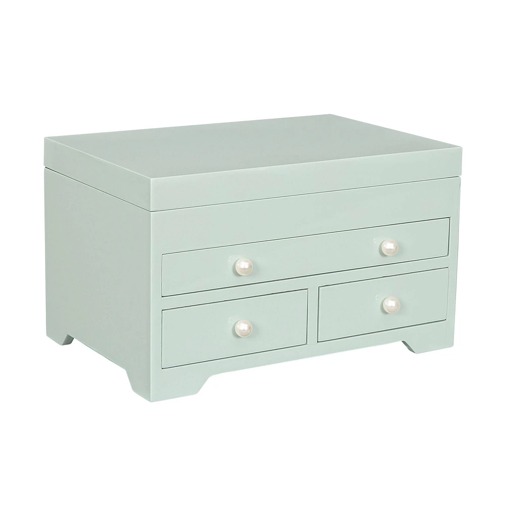 Mele and Co Bianca Seafoam Wooden Jewellery Box - High Gloss