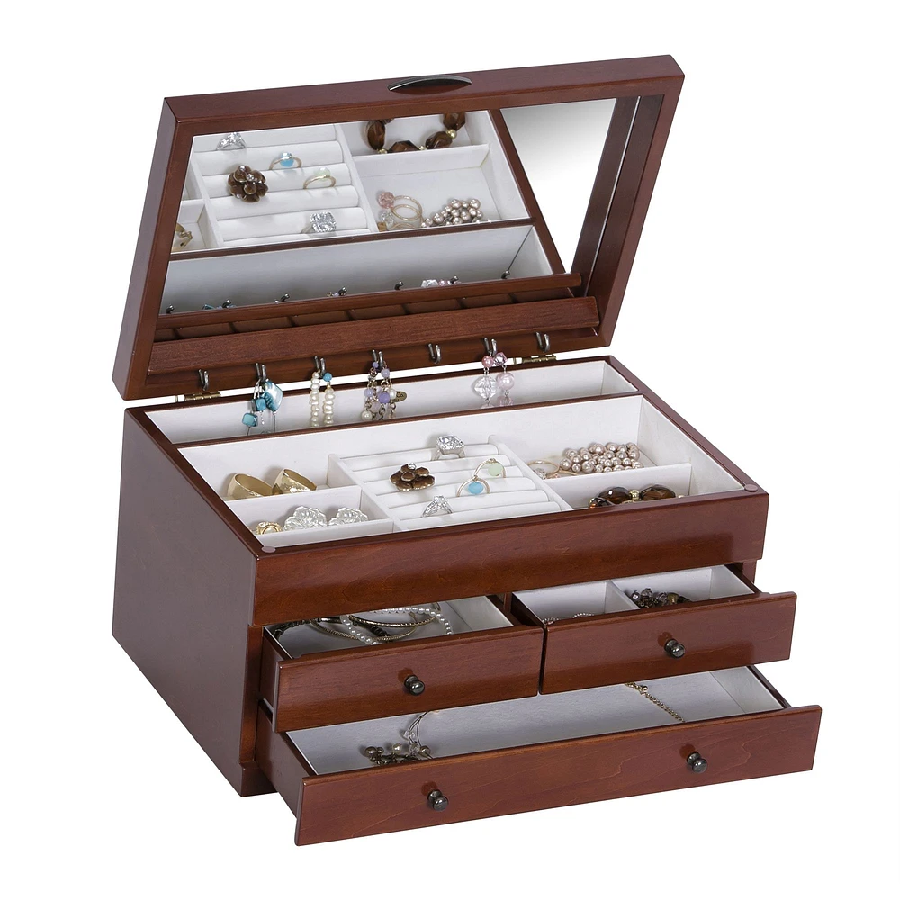 Mele and Co Fairhaven Finish Wooden Jewellery Box - Walnut