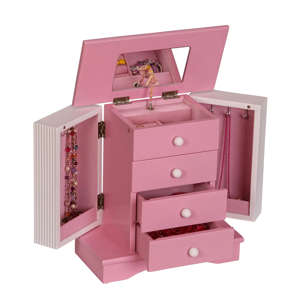 Mele and Co Elise Musical Ballerina Jewellery Box - Pink/White