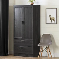 Acapella Wardrobe Armoire Grey Oak by South Shore Furniture