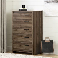 Tao 5-Drawer Chest Natural Walnut by South Shore Furniture