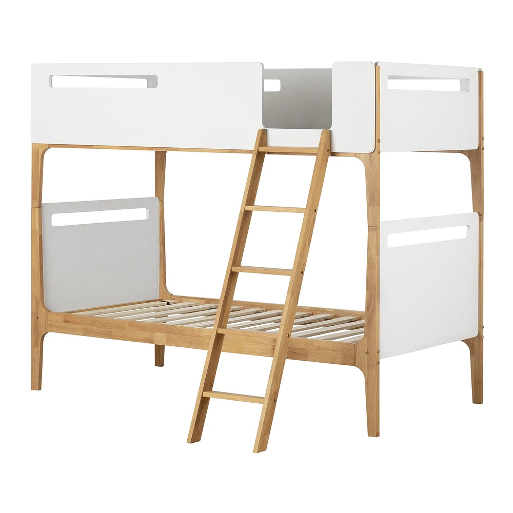 Lit jumeau superposé Bebble en bois naturel et blanc par South Shore Furniture