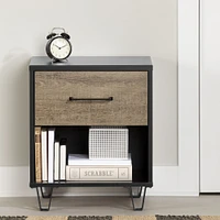 Arlen 1-Drawer Nightstand Weathered Oak and Matte Black by South Shore Furniture