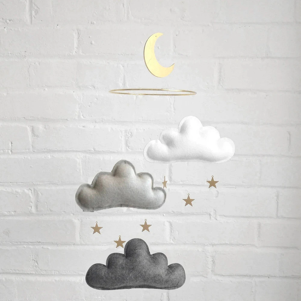 Cloud & Star Mobile - White, Grey & Charcoal