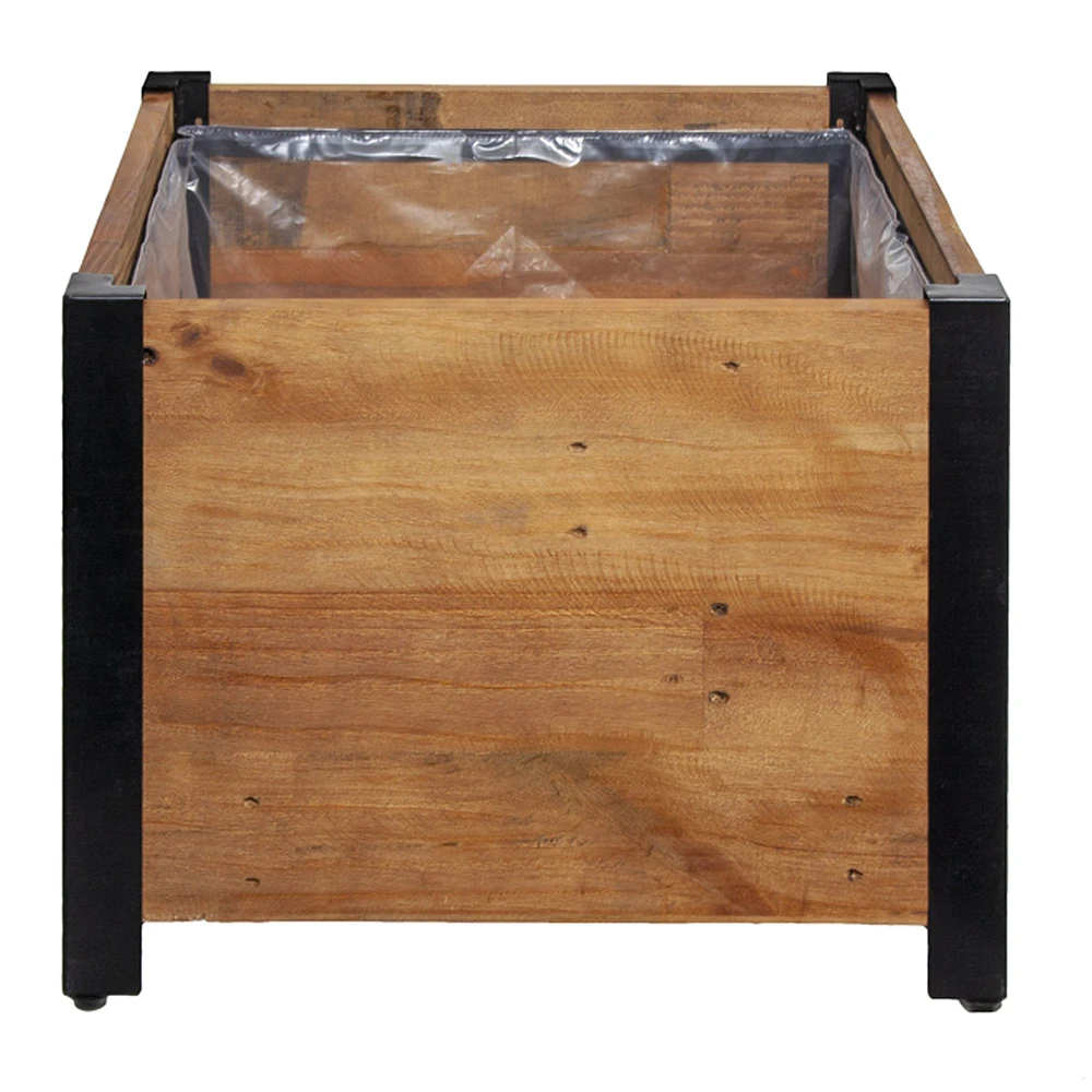 Square Urban Garden Recycled Wood and Metal Planter