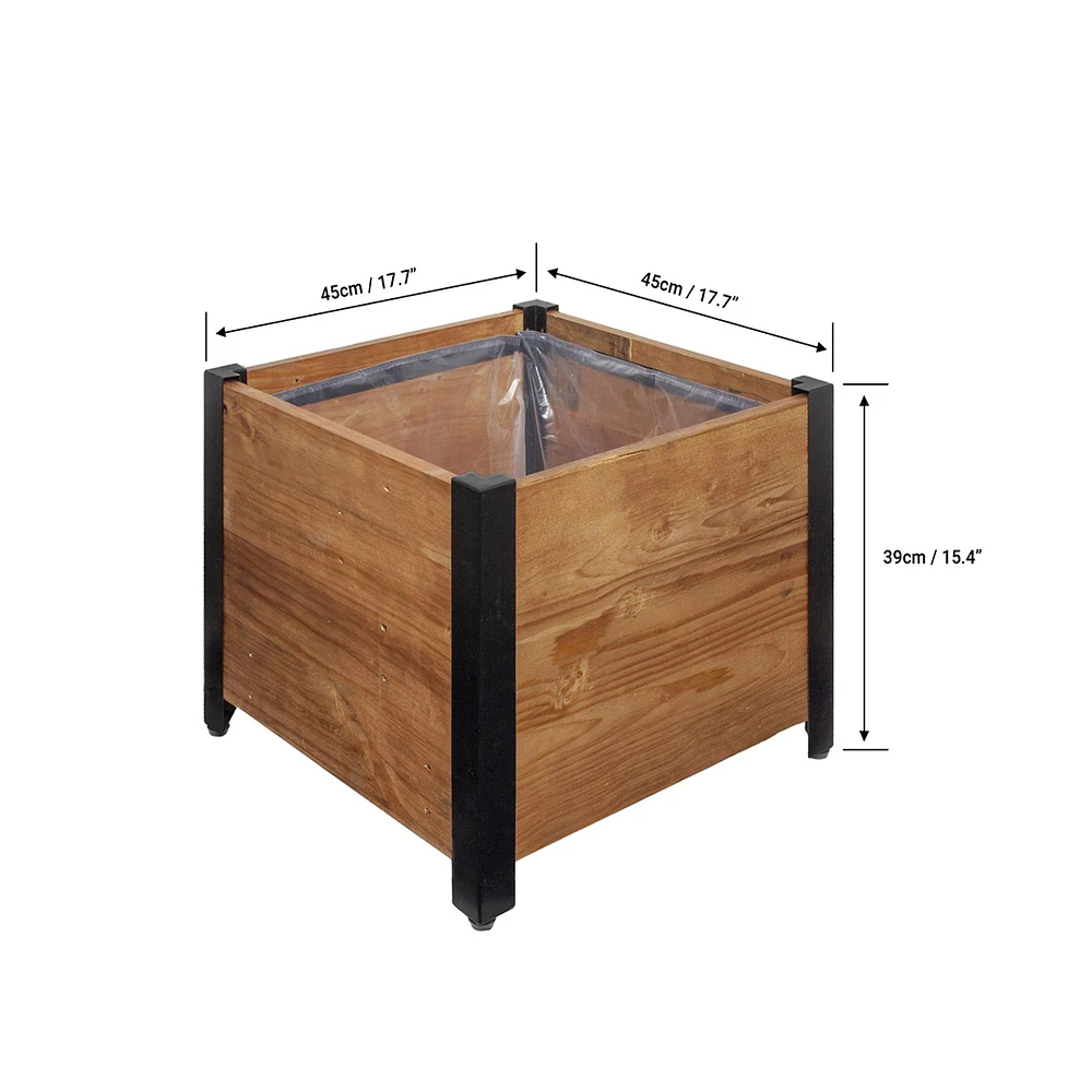 Square Urban Garden Recycled Wood and Metal Planter