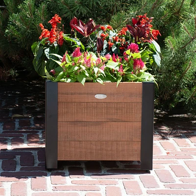 Square Urban Garden Recycled Wood and Metal Planter