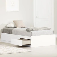 Munich Twin Mates Bed with 3 Drawers in Pure White by South Shore Furniture