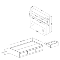 Lit complet avec rangement et tête de lit Fynn par South Shore Furniture - Chêne rustique